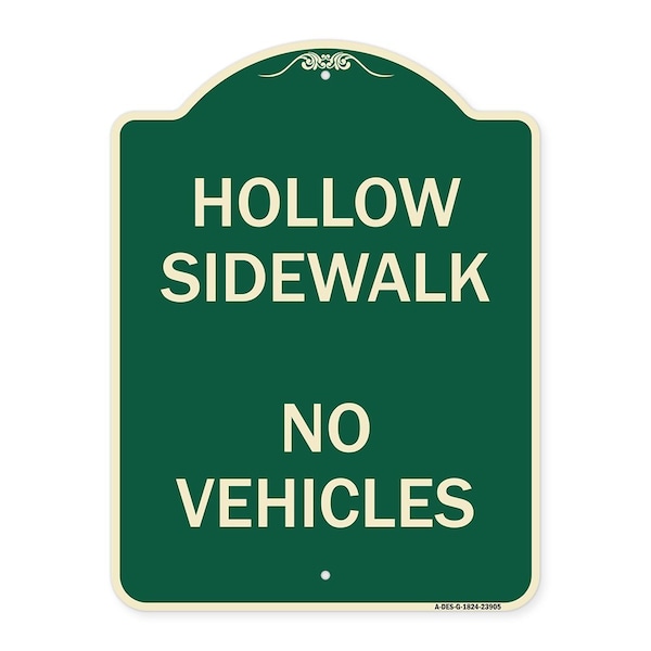 Signmission Hollow Sidewalk No Vehicles Heavy-Gauge Aluminum Architectural Sign, 24" x 18", G-1824-23905 A-DES-G-1824-23905 - main